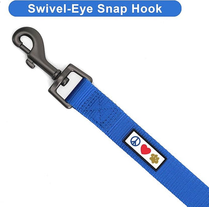 Pawtitas Solid 6 ft Blue Dog Leash XS/S Custom Name and Phone Embroidery Strong Nylon Leash for Small Breeds