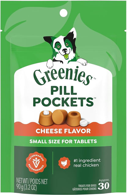 Greenies Pill Pockets for Dogs Small Size, Tablet Pill Treats for Dogs, Cheese Flavor, 3.2 oz. Pouch