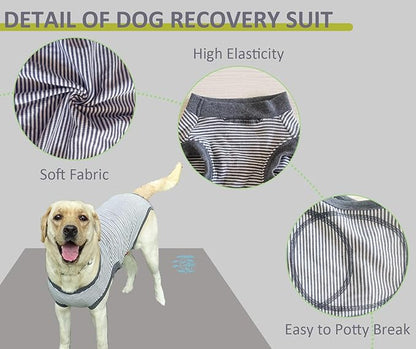 Dog Recovery Suit, Dog Surgical Recovery Suit, Onesie Bodysuit for Surgery Neuter Male Female, Spay Shirt for Anti Licking, Gray, XL