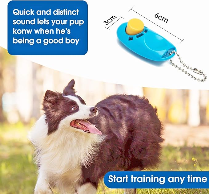 BAAPET 15/20/30/50/100 ft Long Dog Training Leash with Clickers for Small, Medium and Large Dogs or Cats (20 Feet, SkyBlue)