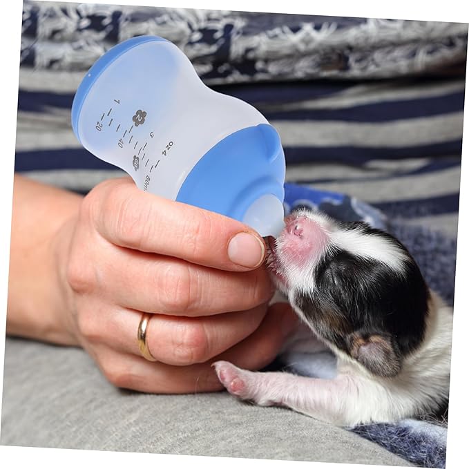 VANZACK 2PCS PET Nursing Bottle Set Silicone Nipple Feeding Bottles for Puppies and Kittens Portable Milk Feeder for Small Animals for Travel and Outdoor Use