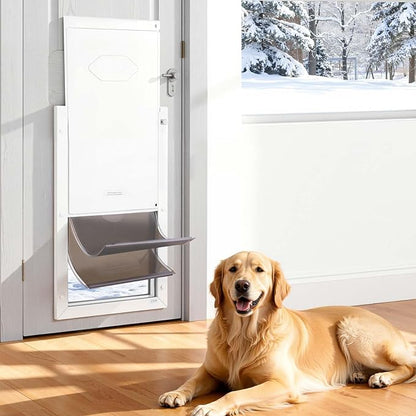 VEVOR Pet Door, X-Large, with Double Magnetic Flaps and Metal Frame, Strong and Weatherproof Dog Door for Interior and Exterior Doors, Easy to Install, Easy in-and-Out Access for Doggies, White
