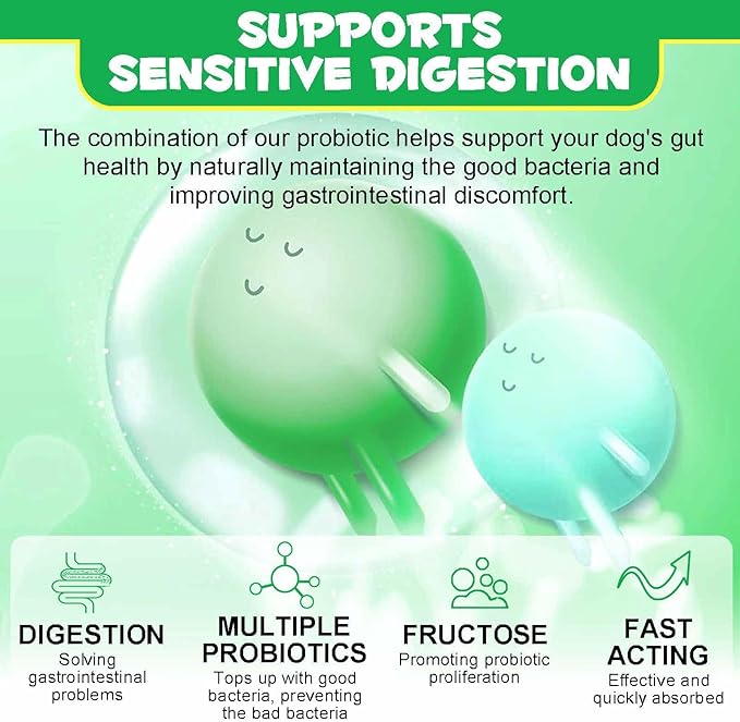Probiotics for Dogs - Pre & Probiotic Digestive Treats for Dog, Support Gut Health, Seasonal Allergies, Itchy Ears, Dog Supplement Soft Chews, Immune Function Support for Dogs - 120pc/Duck Flavor