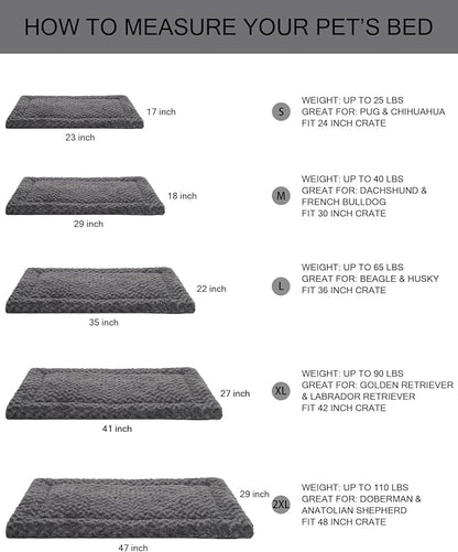 Washable Dog Bed Mat Pet Crate Pad Soft Fluffy Pet Kennel Beds Dog Sleeping Mattress for Large Jumbo Medium Small Dogs, 21 x 13 Inch, Gray
