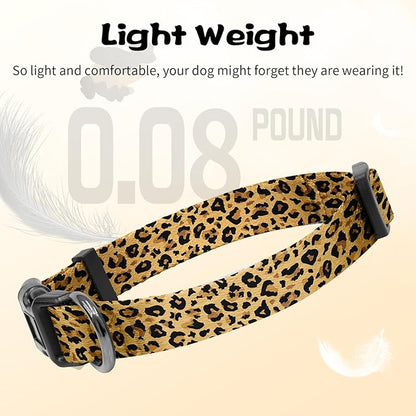 Kazazoo Dog Collar Cute and Soft Nylon Puppy Collar for Boy and Girl, Adjustable Dog Collars for Small Medium Dogs, Brown Leopard-XS