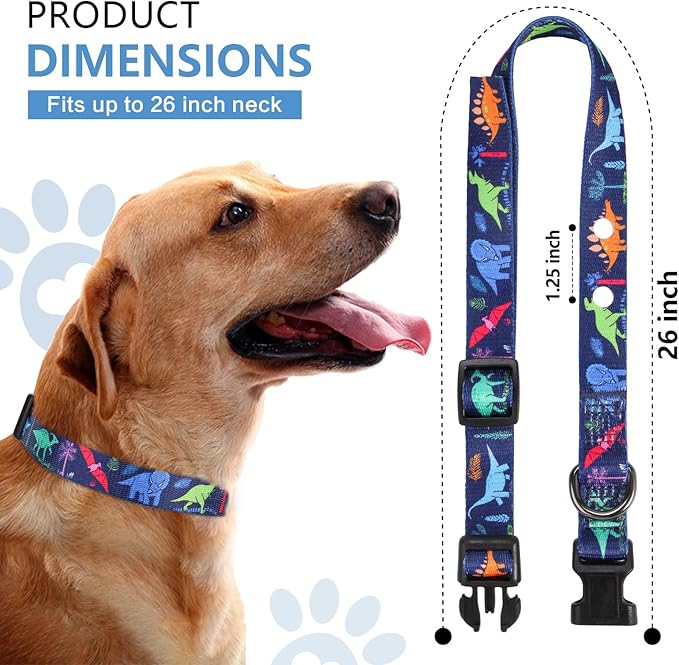 Rhea Rose 3/4 Inch Replacement Collar Strap Shock Collar with 2 Holes, Compatible with Nearly All Brands and Models of Underground Electric Dog Fences and Training Collars, Blue Dinosaurs