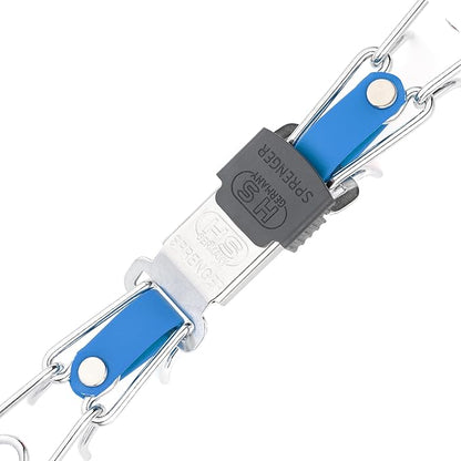 Herm Sprenger Chrome Plated Steel Dog Collar with Quick Release ClicLock Buckle O-Ring Biothane Insert Training Collar Made in Germany (Cerulean Blue, 22in x 3.0mm(Neck Size up to 18-19in))