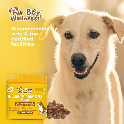 Allergy & Immune Support for Dogs Anti-Itch - Provide Seasonal Allergy Relief, Dog Probiotics for Itchy Skin, Ears, Eyes, and Stops Paw Licking - 90 Soft Chews