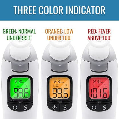 HealthSmart Talking Infrared Ear & Forehead Thermometer, No Probe Covers Needed, Visual Fever Alarm, Audio Readings in English & Spanish, Instant Scan