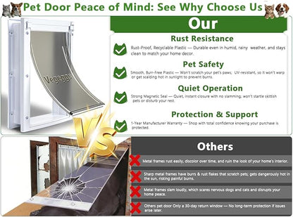 Large Dog Door Doggy Door Easy Install - Wood & PVC Doors & Walls，Doggie Free Movement &Strong Magnetic Auto-Close & Sliding Lock,Telescoping Frame,10 1/8" x 15 3/4" for Large Dogs Up to 100 lb