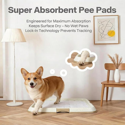 Pawise Upgraded Dog Pee Pad Holder for Puppy, Puppy Pad Holder Tray, Pet Training Pee Pad, Indoor Potty Tray for Senior Dogs, Dog Toilet for Newborn Puppies, Includes 4 Pee Pads,23.5" x 23.5"