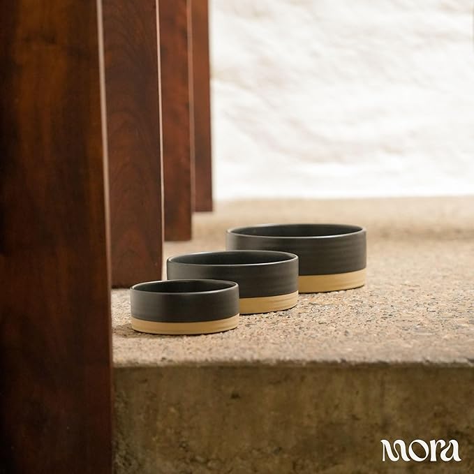 Mora Ceramic Pet Bowl Size Large - Food/Water Dish for Large Dogs, Cats, Great Dane, Mastiff, ect. 50oz or 8 Cups - Basic Bowls for Your Large Dog or Cat, Mix and Match for a Set - Liquorice