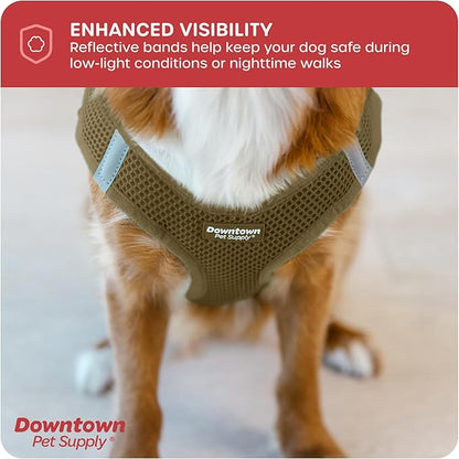 Downtown Pet Supply Step in Dog Harness No Pull, X-Large, Hunter Green - Adjustable Harness with Padded Mesh Fabric and Reflective Trim - Buckle Strap Harness for Dogs