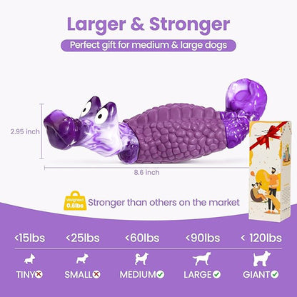 HGB Tough Dog Chew Toys for Aggressive Chewers, Squeaky Indestructible Dog Toy for Large Dogs to Keep Them Busy & Reduce Boredom for Small, Medium, Large Breed, Bacon Flavor