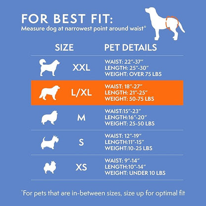 Simple Solution Disposable Female Dog Diapers, Absorbent Leak Proof Protection for Incontinence, Puppy Training, Heat Cycle, Travel, and Housebreaking, Large/XL Dogs, 18–27 Inch Waist, 12 Count