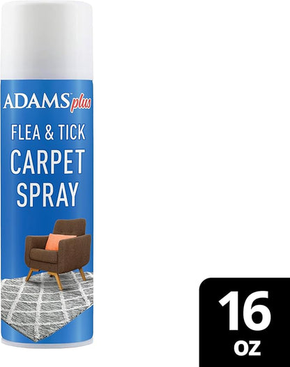 ADAMS Plus Flea & Tick Carpet Spray, Kills Fleas, Flea Eggs, Ticks, Ants, Roaches, Spiders, and Many Other Listed Nuisance Pests, for Indoor House and Carpet Treatment, Treats Up to 2,000 Sq Ft, 16 oz