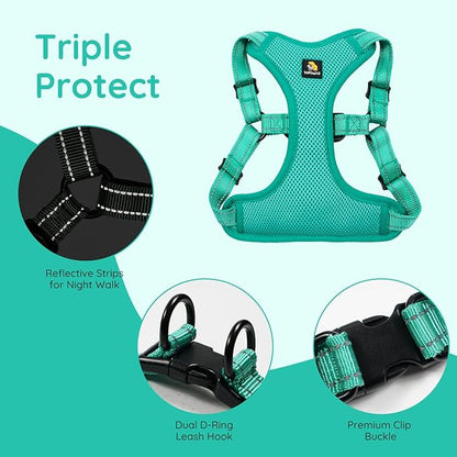 BELLA & PAL Adjustable Step-in Dog Harness, Puppy No-Pull Vest with Leash Set for XS/Small & Medium Dog, Breathable All-Weather Mesh, Reflective Strip, Secure Hook & Loop