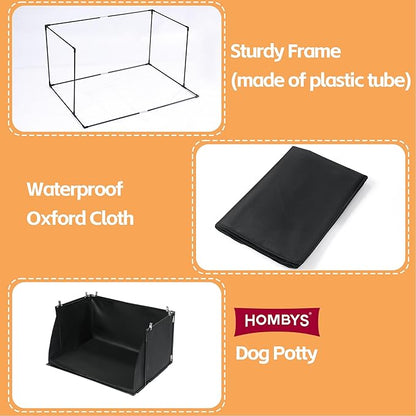HOMBYS Dog Pee Pad Holder with High Walls, No-Spill Indoor Potty for Large Dogs, Foldable Puppy Litter Box, Patent Pending (33.8" L x 28" W x 17.7" H)