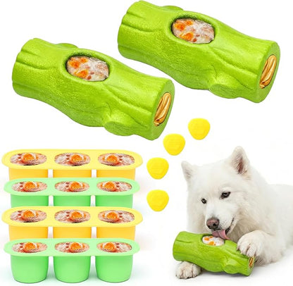 2 Pack Green Dog Toys for Aggressive Chewers, Interactive Indestructible Dog Toys with Frozen Treat Function, Durable Dog Puzzle Toy for Large & Medium Dogs, Reduces Anxiety & Extends Playtime