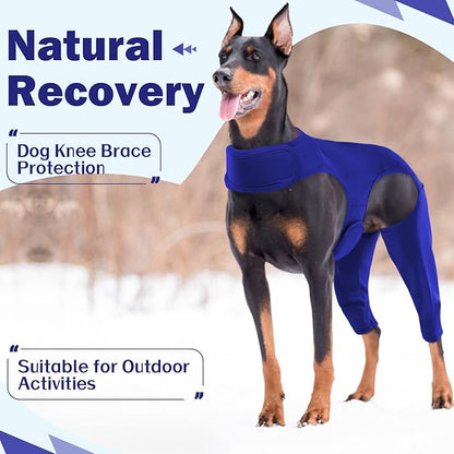 ROZKITCH Dog Leg Sleeve to Stop Licking Rear Leg for Right Left, Pet Anti Licking Wound Elbow Protector, Dog Recovery Suit Cone Collar Alternative for Sprain ACL CCL Arthritis Joint Care Blue L