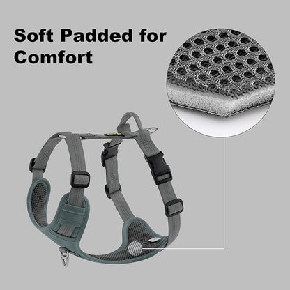 Plutus Pet No Pull Dog Harness, Reflective Adjustable Dog Vest Harness with Handle, Escape Proof, Soft Padded for Small Medium Large Dogs (Gray, XS)
