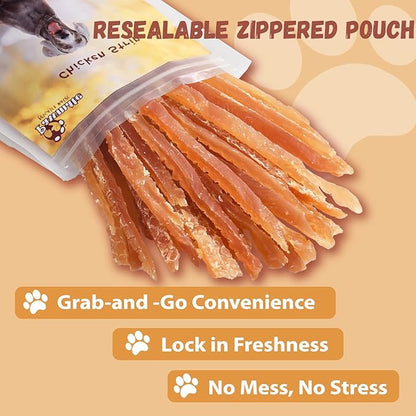 Pawmate Chicken Jerky Strips Dog Treats, Natural Dehydrated Chicken Snacks w/Taurine, Soft & Chewy Training Treats for Small Medium Large Dogs, Rawhide-Free, Grain-Free, 10.6 oz