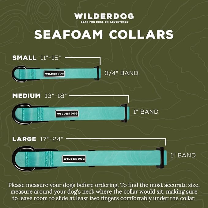 Wilderdog Waterproof Dog Collar - Repels Water & Dirt - Small 11"-15" - Seafoam