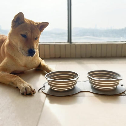 Foldable Dogs or Cats Bowl, Silicone Outdoor Feeder Dish for Pet, Camping Expandale Food and Water Bowl, Traveling Pet Feeding Watering Dish with Carabiners