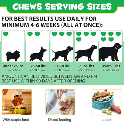 Probiotics for Dogs Digestive Health, Digestive Soft Chews for Dogs, Dog Probiotics and Digestive Enzymes, 120 Dog Chews Omega-3 & 6, Vitamin, Improve Digestion, Immunity