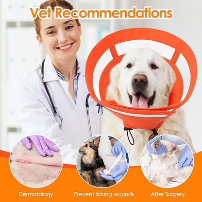 SAWMONG Soft Cone for Dogs – Extra Large Dog Recovery Collar, Adjustable E-Collar to Stop Licking After Surgery (XL, Orange)