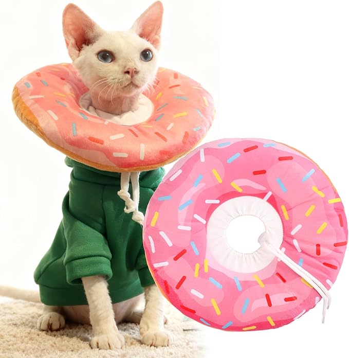Cat Cone Collar Soft, Comfortable Cat Donut Collar After Surgery, Adjustable Elizabethan Recovery Collars & Cones to Stop Licking, Lightweight Neck Collar Soft Cone for Cats Kitten (Pink, Small)