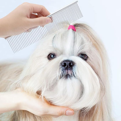 GUBCUB Pets Grooming Comb Kit for Small Dogs Puppies For Tear Stain Remover, 2-in-1 with Round Teeth to Remove Knots Crust Mucus
