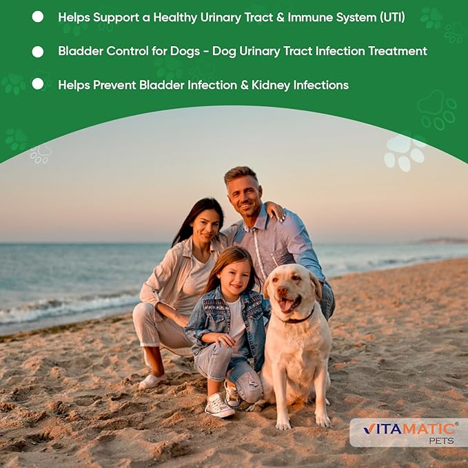 Vitamatic Cranberry for Dogs – 120 Chewable Tablets – with D-Mannose, Apple Cider Vinegar & Vitamin C – Urinary Tract & Bladder Support for Dogs