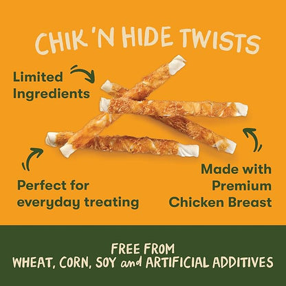 Pet 'n Shape Chik 'n Hide Twists – Chicken Wrapped Rawhide Natural Dog Treats, Small, 16 oz