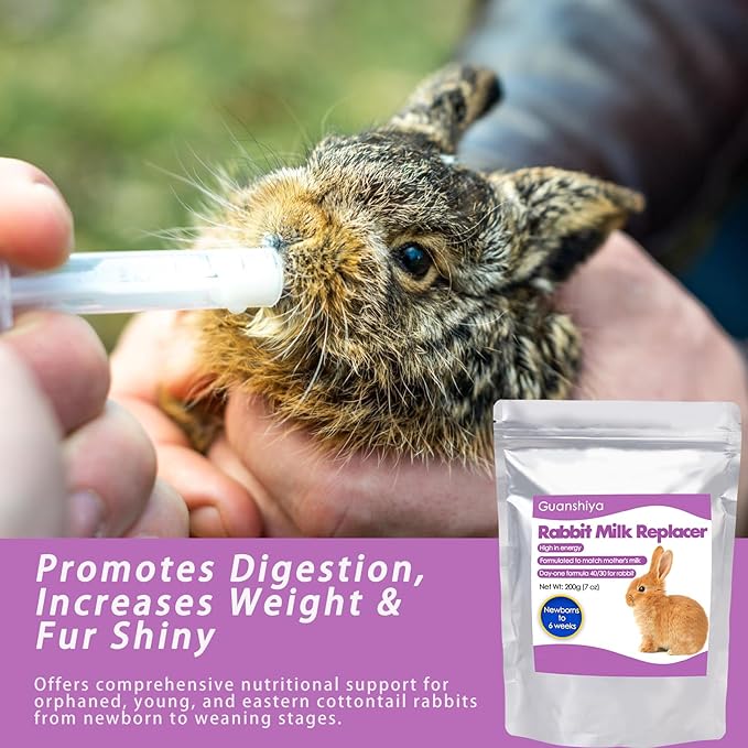 Rabbit Milk Replacer, Bunny Milk Replacement - High-Protein Formula for Newborn Bunnies & Orphaned Baby Rabbits, Supports Gut Health and Digestion (200 Grams)