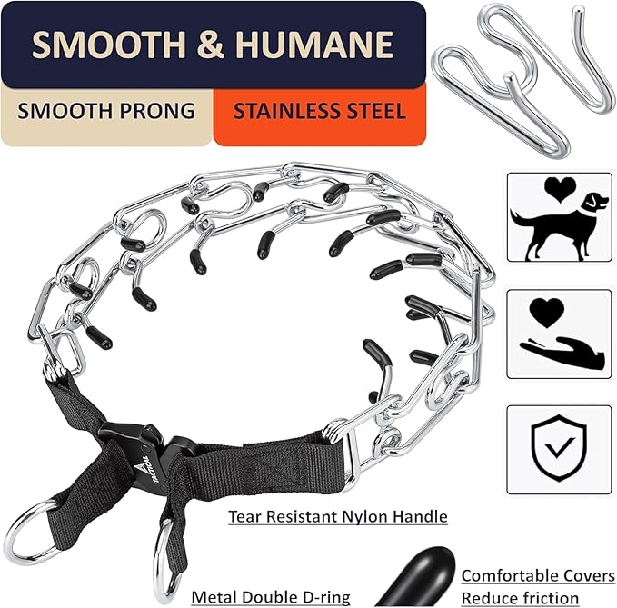 DEYACE Quick Release Dog Training Collar Adjustable Stainless Steel Collar for Small Medium Large Dog (Tan, S Neck Girth 11.2"-14.5")