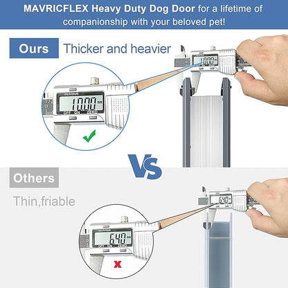 MAVRICFLEX Heavy Duty Doggy Door with Sliding Lock Panel, Aluminum Large Dog Door with Magnetic Double Flaps Dog Door for Large Dogs Up to 40lbs, Medium, Dark Gray