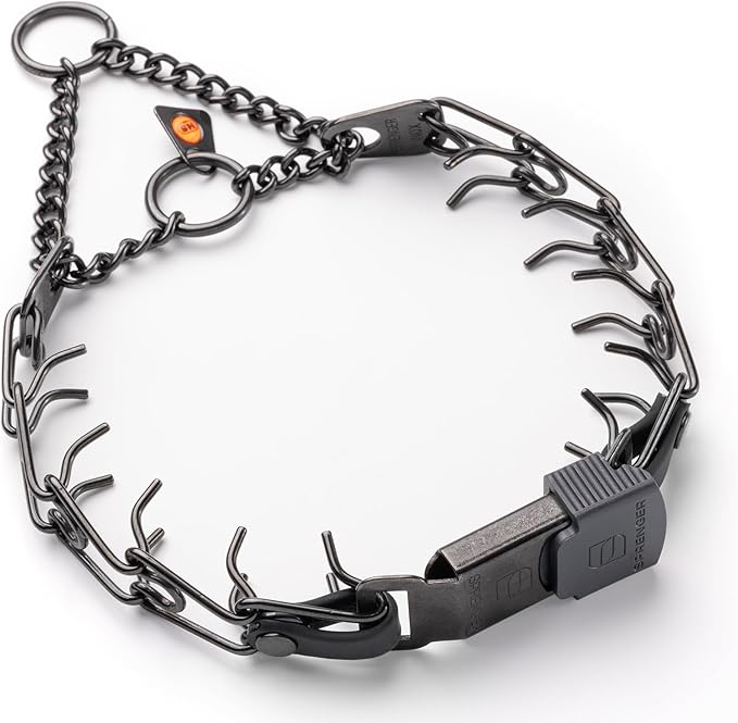 Herm Sprenger Black Stainless Steel Dog Collar with Quick Release ClicLock Buckle O-Ring Biothane Insert Training Collar Made in Germany (Black, 16in x 2.25mm(Neck Size up to 13-14in))