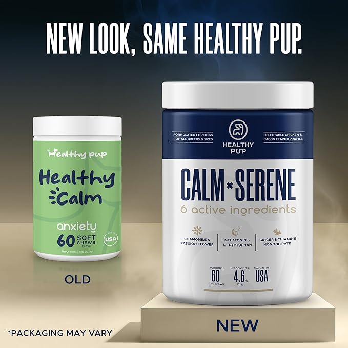 Calming Chews for Dogs with Melatonin - 60 Delicious Soft Treats for Dog Anxiety Relief for Large and Small Dogs - Includes Chamomile, Thiamine, L-Tryptophan - Promotes Rest and Relaxation