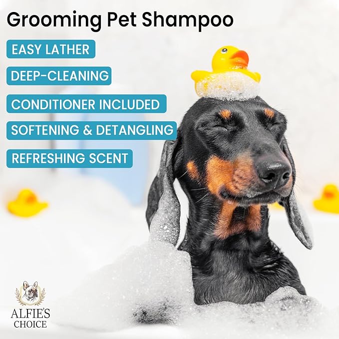 ALFIE'S CHOICE Dog Shampoo and Conditioner Set | 16 fl oz Each | Lavender & Rosemary with Biotin | for Itchy, Dry & Sensitive Skin | Detangling & Moisturizing for All Breeds & Puppies | Made in USA