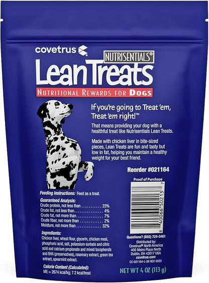 Covetrus Nutrisential Lean Treats for Dogs - Small, Medium & Large Dogs (K9) - Nutritional Low Fat, Bite-Size - Soft Chicken Flavor - 12 Pack - 4oz