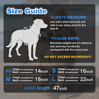 Dog Harness Medium Sized Dogs, Puppy Harness and Leash Set for Training, Running, Walking, Suitable for Small and Medium Dog Vest, Blue, L