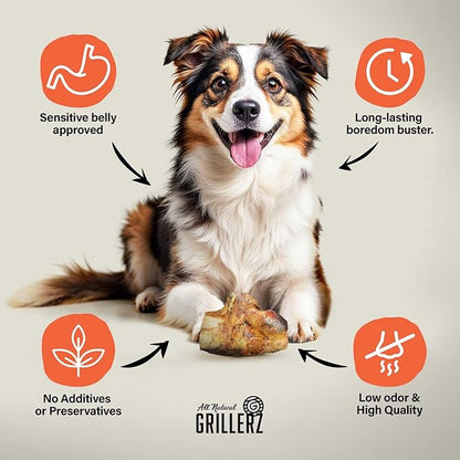Grillerz Beef Knuckle, 1 Count, Rawhide Free, All Natural Dog Treat for All Breeds, High Protein, Long Lasting, Easy to Digest, Dog Chew for Healthy Teeth