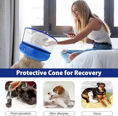BARKLESS Inflatable Dog Cone, Soft Dog Donut Collar After Surgery, 2-in-1 Inflatable Collar with Detachable Anti-Licking Shield, Patented Donut Cone for Large Breeds to Stop Licking Wounds