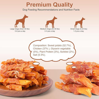 Soft Dog Treats Chicken Sweet Potato Sticks Puppy Easy to Digest Training Snacks Chicken Wrapped Sweet Potato 1lb/454g