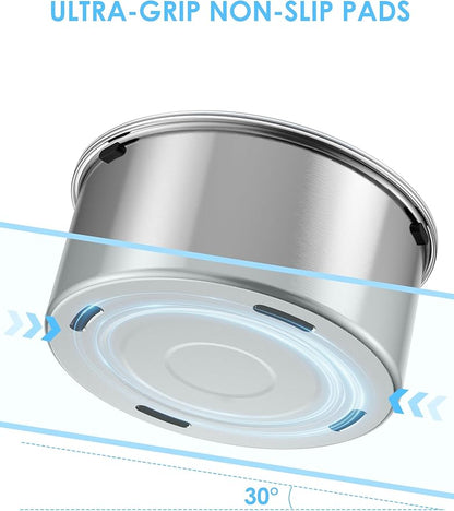 Heouvo 1.8 Gallon Large Dog Water Bowl No Spill,【Anti Digging Lid & Rubber Bottom】 Spill Proof Dog Bowl, Anti Splash Mess Dripless Slow Drinking Stainless Steel Water for Sloppy Messy Drinkers Car