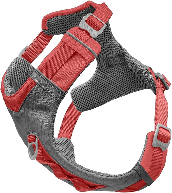 Kurgo Journey Air Dog Harness - Secure Fit for Active Dogs - Padded Chest - Lightweight Ripstop Fabric - Breathable Mesh - Reflective Trim - Back Assist Handle - Coral - X-Large