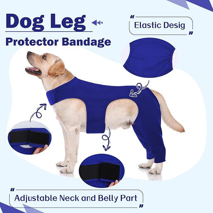 ROZKITCH Dog Suit for Surgery Recovery for Rear Right Left Leg, Pet Prevent Licking Wound Elbow Protector, Dog Rear Leg Sleeve to Stop Licking for Sprain ACL CCL Arthritis Joint Care Blue S