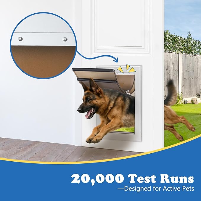 XL Dog Door for Door - Aluminum, Lockable for Safety, Easy in & Out, Extreme Weather Resistant, Up to 220 lbs