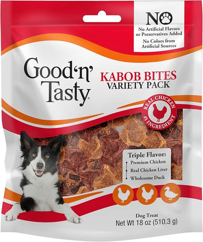 Good 'n' Tasty Kabob Bites Treat for All Dogs, 18 Ounces, Gourmet Dog Treats with Chicken, Duck or Chicken Liver, New Improved Formula for Softer Texture